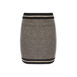 Rocha Roma Color Blocked Wrap Knit Skirt Grey