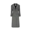 Rocha Roma Colored Dots Plaid Lapel Tweed Long Coat