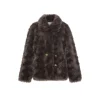 Rocha Roma Curly Fur Lapel Short Jacket Brown
