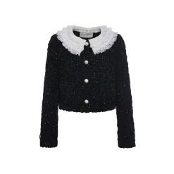 Rocha Roma Detachable Lace Collar Short Jacket Black