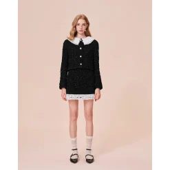 Rocha Roma Detachable Lace Collar Short Jacket Black