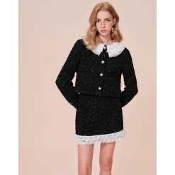 Rocha Roma Detachable Lace Edge Skirt Black