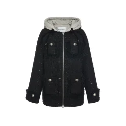 Rocha Roma Detachable Tweed Down Jacket Black