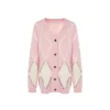 Rocha Roma Diamond Checked Cardigan Pink