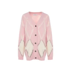 Rocha Roma Diamond Checked Cardigan Pink