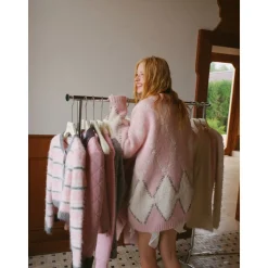Rocha Roma Diamond Checked Cardigan Pink