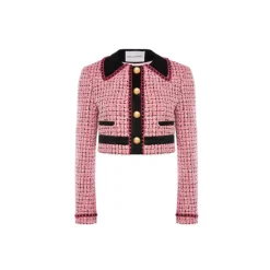 Rocha Roma Fake Lapel Acetate Paneled Tweed Jacket Pink