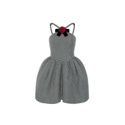 Rocha Roma Floral Houndstooth Slip Dress