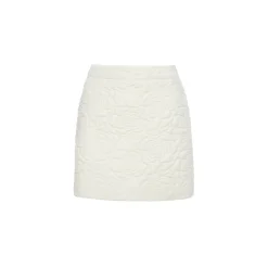 Rocha Roma Floral Velvet Skirt White