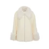 Rocha Roma Fluffy Patchwork Tweed Woolen Jacket White