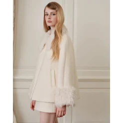Rocha Roma Fluffy Patchwork Tweed Woolen Jacket White