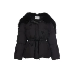 Rocha Roma Fur Collar Patch Down Jacket Black