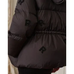 Rocha Roma Fur Collar Patch Down Jacket Black
