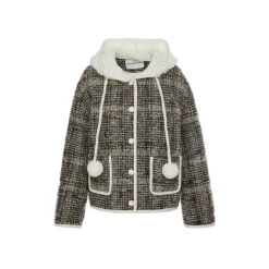 Rocha Roma Hand Crochet Hooded Tweed Down Jacket