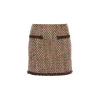 Rocha Roma Hand-Edge Drilled Tweed Skirt Brown