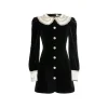 Rocha Roma Lace Stitching Velvet Dress Blacklack