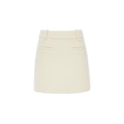 Rocha Roma Loop Tweed Woolen Skirt White