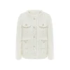 Rocha Roma Mink Velvet  Pearl Button Tweed Down Jacket