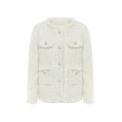 Rocha Roma Mink Velvet  Pearl Button Tweed Down Jacket