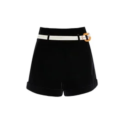Rocha Roma Naples Acetate Edged Velvet Shorts Black