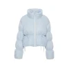 Rocha Roma Plaid Bow Short Down Jacket Blue