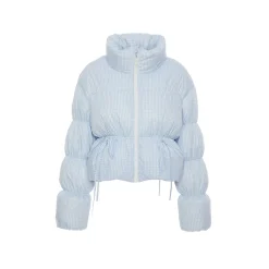 Rocha Roma Plaid Bow Short Down Jacket Blue