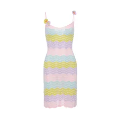 Rocha Roma Rainbow Flower Knitted Slip Dress