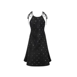 Rocha Roma Sequins Off-Shoulder Strap Dress Black