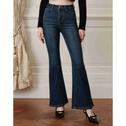 Rocha Roma Side Split Stretch Slim Flare Jeans Blue
