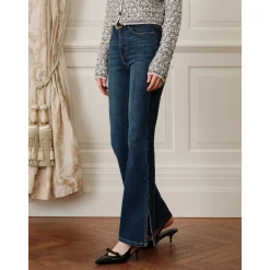 Rocha Roma Side Split Stretch Slim Flare Jeans Blue