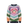 Rocha Roma Striped Rainbow Heart Sweater