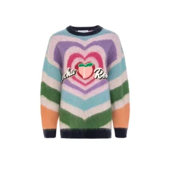 Rocha Roma Striped Rainbow Heart Sweater