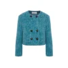 Rocha Roma Tweed Leather Button Down Jacket