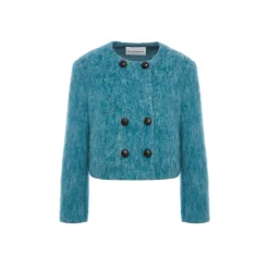 Rocha Roma Tweed Leather Button Down Jacket