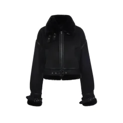 Rocha Roma Vintage Fur Collar Locomotive Jacket Black