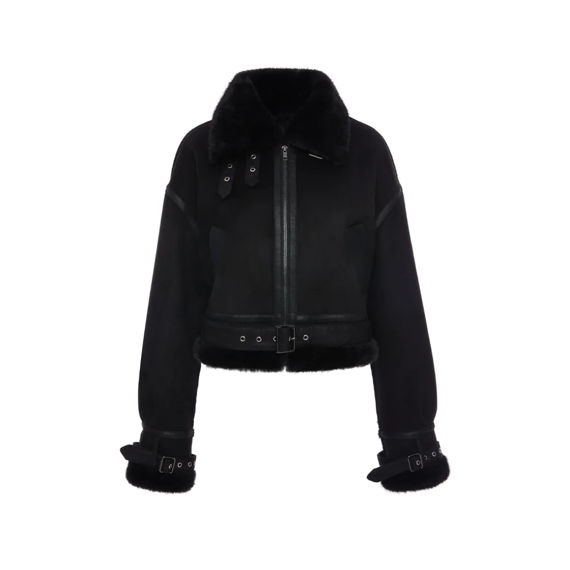 Rocha Roma Vintage Fur Collar Locomotive Jacket Black