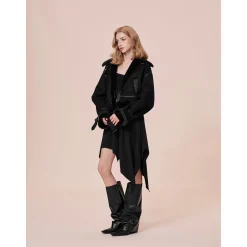 Rocha Roma Vintage Fur Collar Locomotive Jacket Black