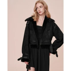 Rocha Roma Vintage Fur Collar Locomotive Jacket Black