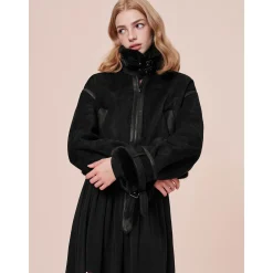 Rocha Roma Vintage Fur Collar Locomotive Jacket Black