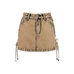 Rocha Roma Wasteland Punk Tie Washed Denim Skirt