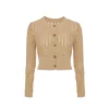 Rocha Roma Wasteland Punk Hollow Knitted Cardigan Khaki