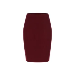 Sheer Luck Alba Metal Logo Knit Skirt Red