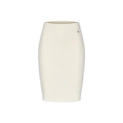 Sheer Luck Alba Metal Logo Knit Skirt White