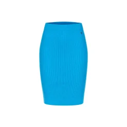 Sheer Luck Alba Metal Logo Knit Skirt Blue