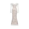 Sheer Luck Ariel Lace Fishbone Flare Dress White