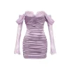 Sheer Luck Belle Lace Satin Stretch Dress Purple