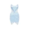 Sheer Luck Cyndi Bud Hollow Cutting Tube Dress Blue