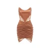 Sheer Luck Cyndi Bud Hollow Cutting Tube Dress Caramel