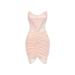 Sheer Luck Cyndi Bud Hollow Cutting Tube Dress Pink
