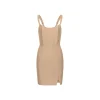 Sheer Luck Fish-Bone Split Cutting Slim Dress Khaki